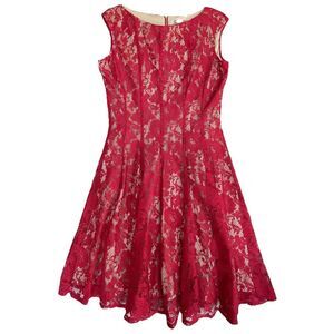 Danny & Nicole Dress Womens Size 4 Red Lace Romantic Sultry‎ Elegant Goddess